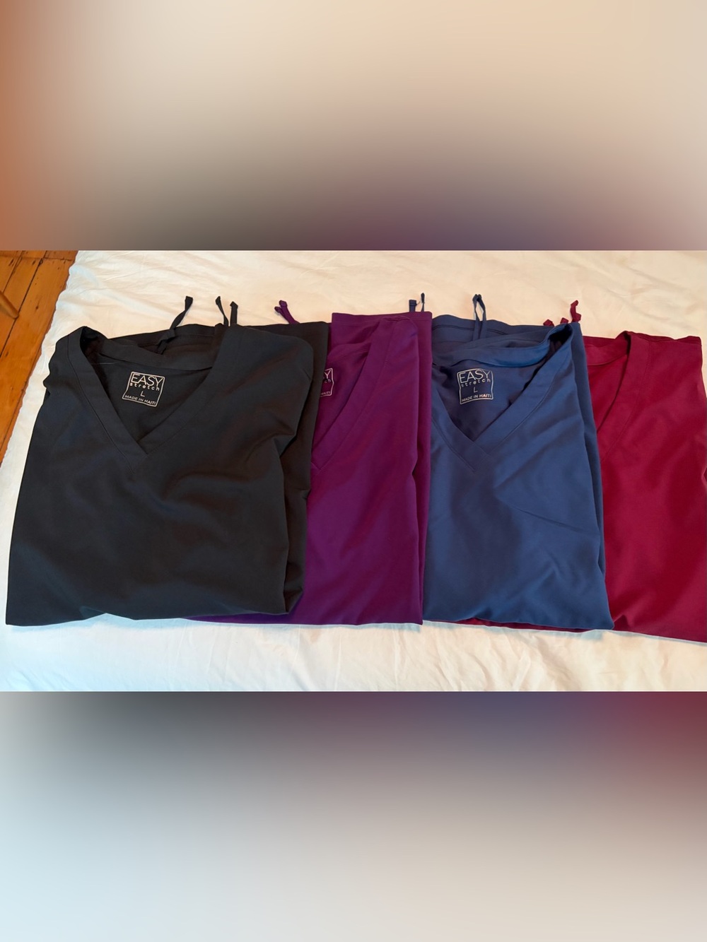 Four scrub tops-Uniform Advantage Plum V‑Neck Short Sleeve Maternity Top